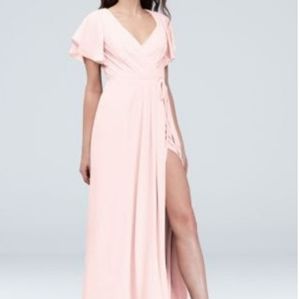 David's Bridal Flutter Sleeve Petal Pink Bridesmaid Dress